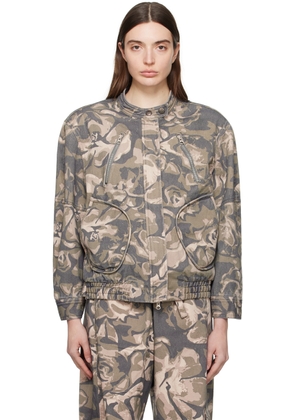 OPEN YY Green Camouflage Bomber Jacket