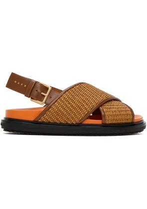 Marni Brown & Orange Fussbett Criss-Cross Sandals