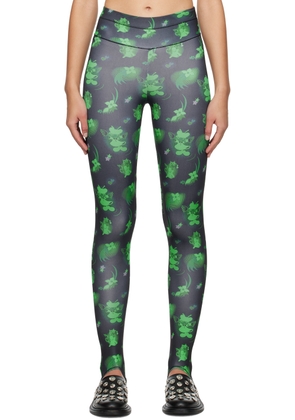 Chopova Lowena Black & Green Neon Cartoon Leggings
