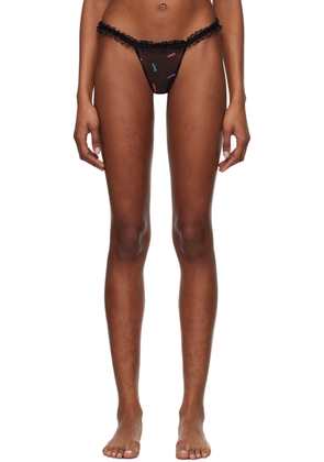 Le Petit Trou Black Love Ruffled Thong