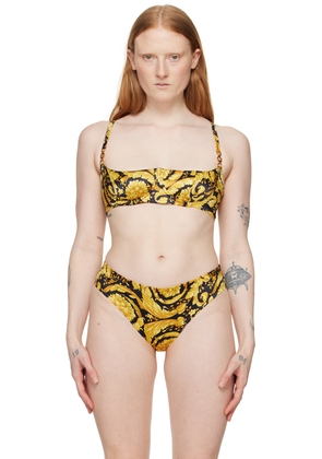 Versace Underwear Black & Yellow Barocco Bra