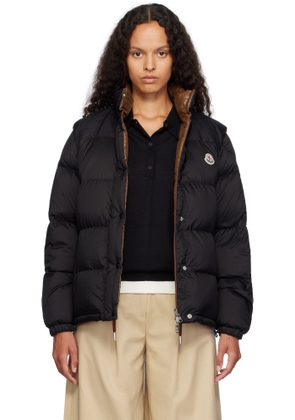 Moncler Black & Brown Verone Short Reversible Down Jacket