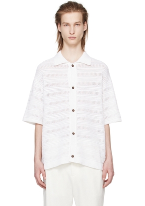 Solid Homme White Short Sleeve Cardigan