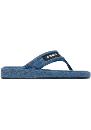 Coperni Blue Denim Branded Flip Flops