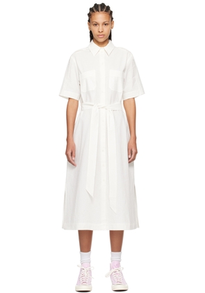 Maison Kitsuné White Crinkled Midi Dress