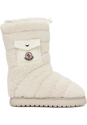 Moncler White Gaia Pocket Mid Shearling Boots