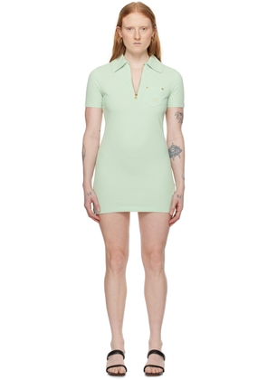 Palm Angels Green Half-Zip Minidress
