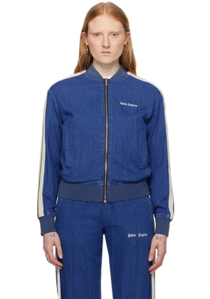 Palm Angels Blue Embroidered Track Jacket