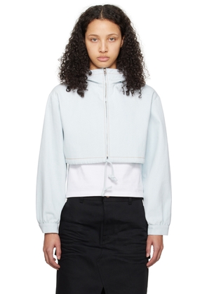We11done Blue Cropped Denim Hoodie