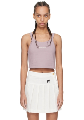 Palm Angels Purple Embroidered Tank Top