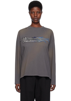 We11done Gray Printed Long Sleeve T-Shirt