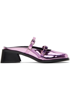 Justine Clenquet Pink Andie Metallic Mules