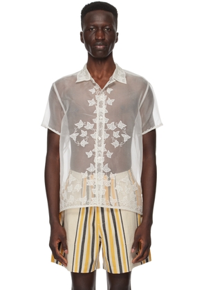 Bode White Ivy Appliqué Shirt