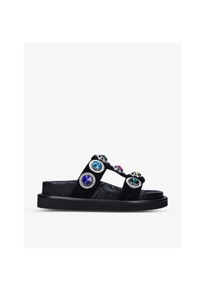 Womens Kurt Geiger London Orson Crystal-Embellished Suede Sandals