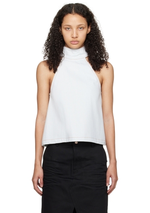 We11done Blue Halter Neck Denim Tank Top