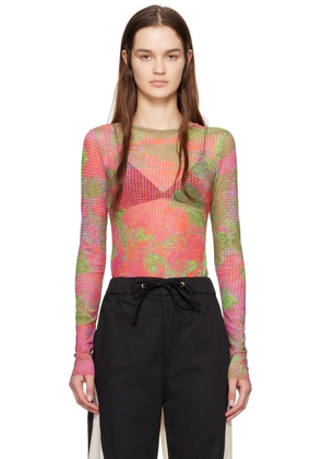 Serapis Pink & Green Graphic Long Sleeve T-Shirt