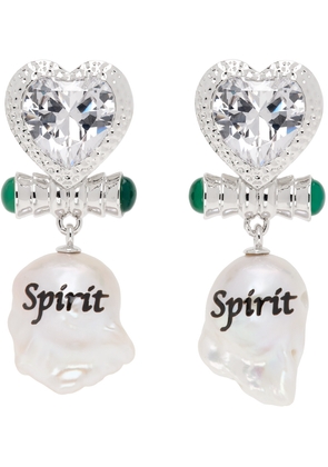 JIWINAIA Silver & White 'Spirit' Pearl Drop Earrings