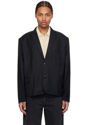 Glass Cypress Black Embroidered Cropped Blazer