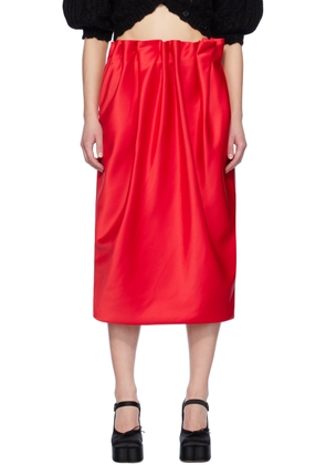 Simone Rocha Red Pleated Midi Skirt
