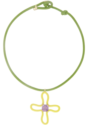 Bea Bongiasca Yellow & Green Pop Choker & Lucky Flower Pendant Necklace