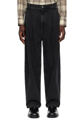 Hed Mayner Black Pleated Jeans