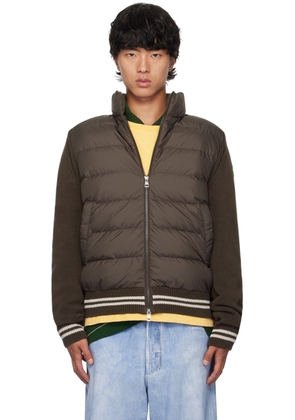 Moncler Brown Paneled Down Cardigan
