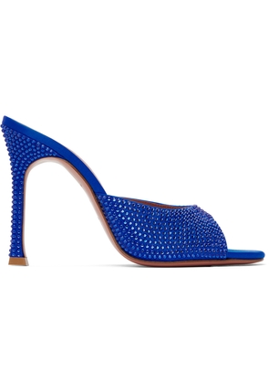 Amina Muaddi Blue Alexa Crystal Slipper 105 Heeled Sandals