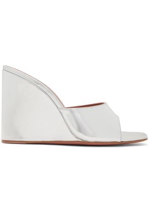 Amina Muaddi Silver Lupita Wedge Heeled Sandals