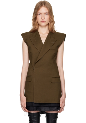 MM6 Maison Margiela Khaki Double-Breasted Twill Vest