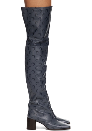 Marine Serre Gray Moon Airbrushed Leather Ms Block High Boots
