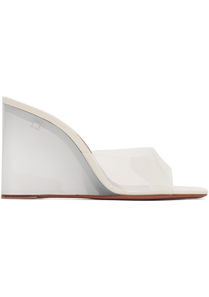 Amina Muaddi Off-White Lupita Glass Wedge Heeled Sandals
