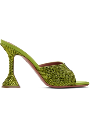 Amina Muaddi Green Lupita Crystal Heeled Sandals