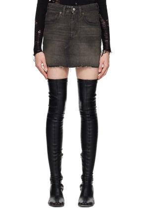 MM6 Maison Margiela Brown Faded Denim Miniskirt