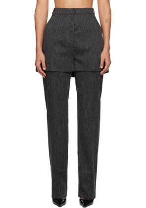 Pushbutton Gray Shorts Layered Trousers