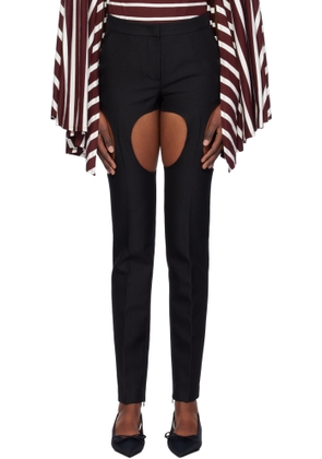 Pushbutton Black Cutout Point Skinny Trousers