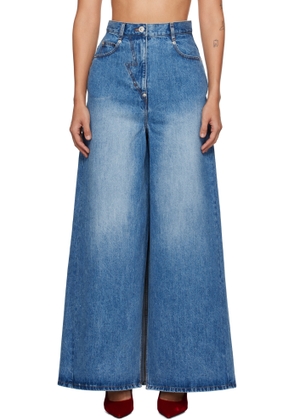 Pushbutton Blue Wide Denim Maxi Skort