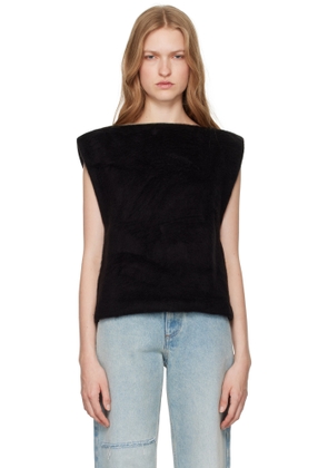 MM6 Maison Margiela Black Furry Fleece & Cotton Jersey Blouse
