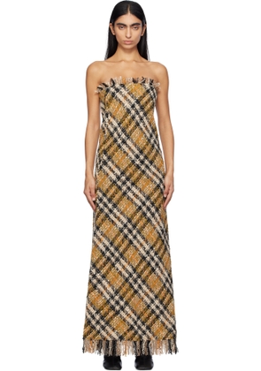 Burberry Beige Check Wool Maxi Dress