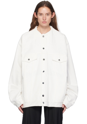 MARIE ADAM-LEENAERDT White Inserted Collar Denim Jacket