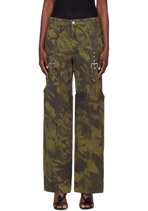 Blumarine Khaki Pattern Denim Trousers