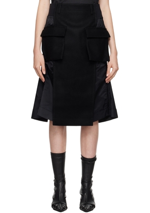 sacai Black Paneled Midi Skirt