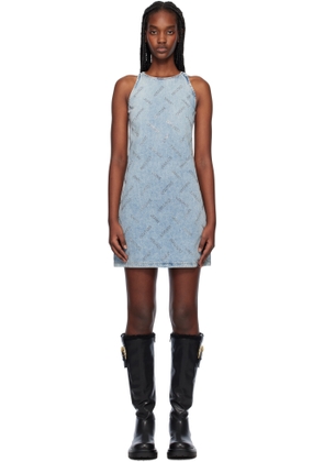 Versace Jeans Couture Blue Studded Logo Denim Minidress