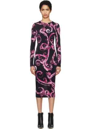 Versace Jeans Couture Black Chain Couture Midi Dress