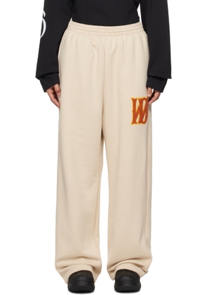 We11done Beige Bouclé Letter Logo Wide Lounge Pants