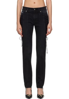 Versace Jeans Couture Black Lace-Up Slim-Fit Jeans
