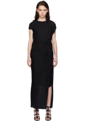Lanvin Black Asymmetrical Pleated Maxi Dress