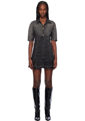 GANNI Black Faded Denim Minidress
