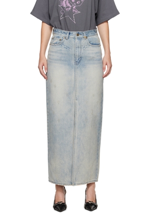 We11done Blue Washed Denim Maxi Skirt
