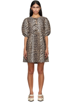 GANNI Black & Brown Tie String Minidress