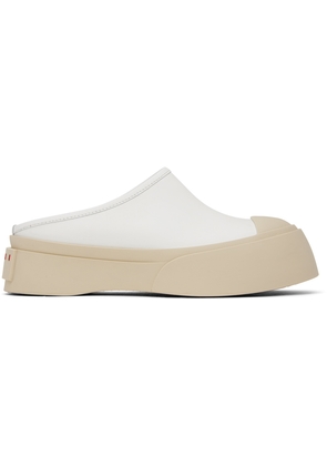 Marni White Leather Pablo Sabot Slippers